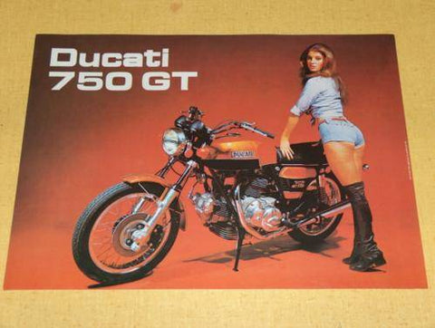 NOS Ducati 750 GT Brochure 'the one with THE GIRL' sport