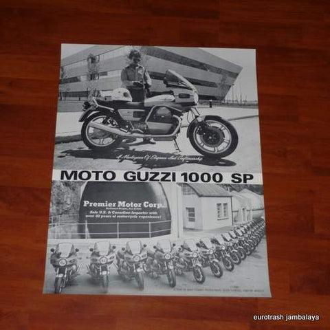 Moto Guzzi 1000 SP Poster NOS factory wind tunnel mandello