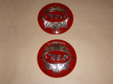 BSA ROUND Gas Fuel Tank Badge SET w/ MOUNTS 1949-63 RED/SILVER 65-8228 65-8193