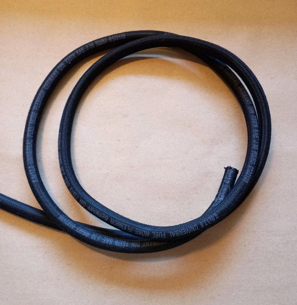Black Fuel Gas Line 1/4" 8mm Braided Cloth Neoprene Ducati Moto Guzzi BSA Triumph Norton