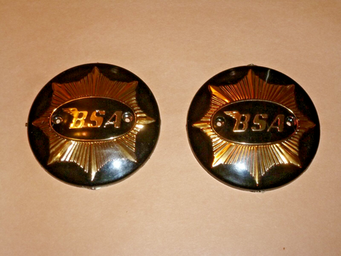 BSA ROUND Gas Fuel Tank Badge SET 1949-63 BLACK/GOLD 65-8228 65-8193