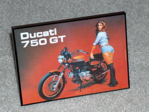 Vintage Ducati Desk Photo 750 GT Sport SS with the girl