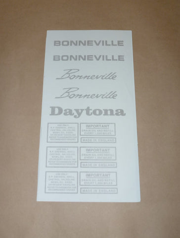 Triumph Waterslide Decal Set 5 bonneville daytona 500 650 oil tank