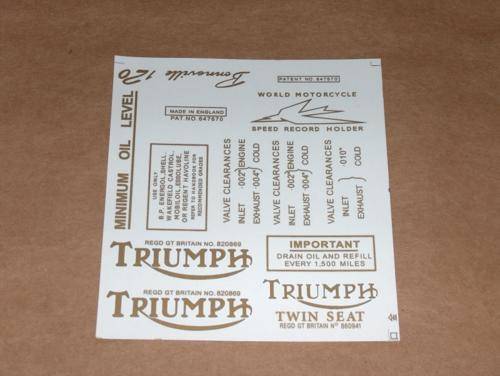 Triumph Pre-Unit Decal Set 1 trophy bonneville 500 650
