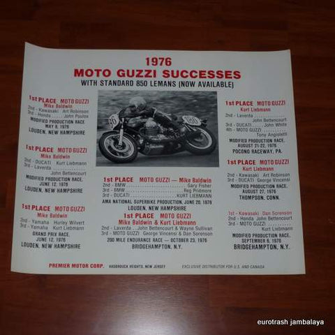 Moto Guzzi Berliner Racing Poster Poster NOS 1976 ROLLED