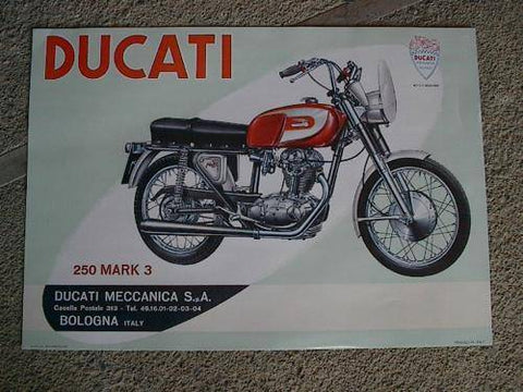 Ducati Single 250 Mark 3 and Scrambler Posters, a pair, bevel